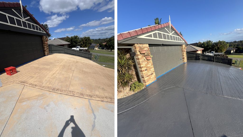 Driveway before and after driveway painting in Brisbane